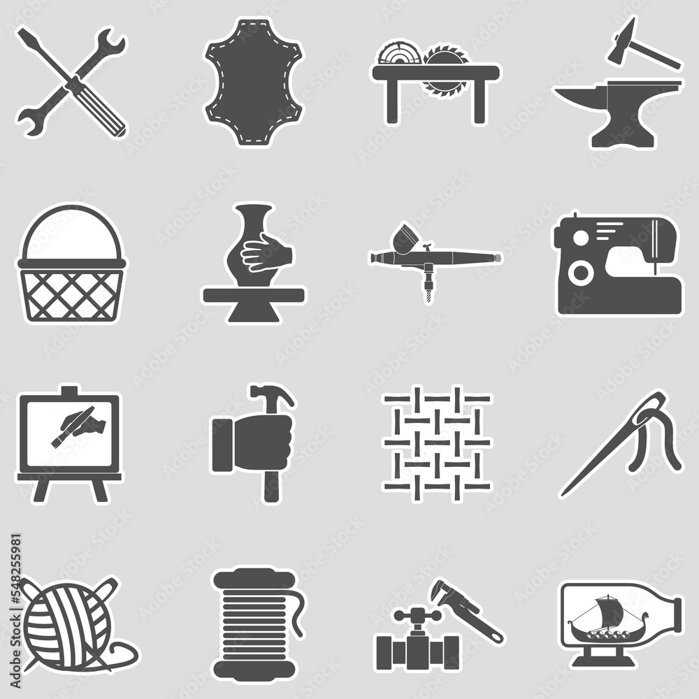 Craft Icons. Sticker Design. Vector Illustration. Craft Icons. Sticker Design. Vector Illustration.