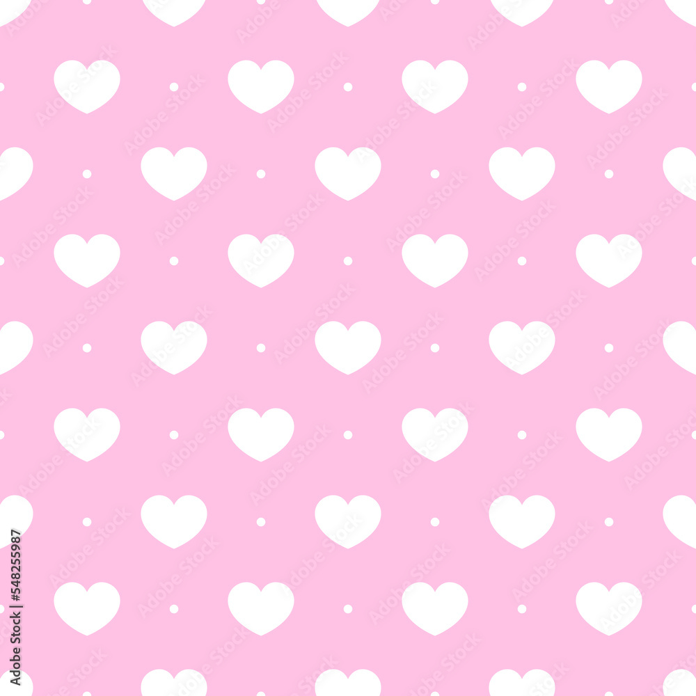 White hearts on pink background. Vector seamless pattern. Best for textile, wallpapers, wrapping paper, package and St. Valentine's Day decoration.