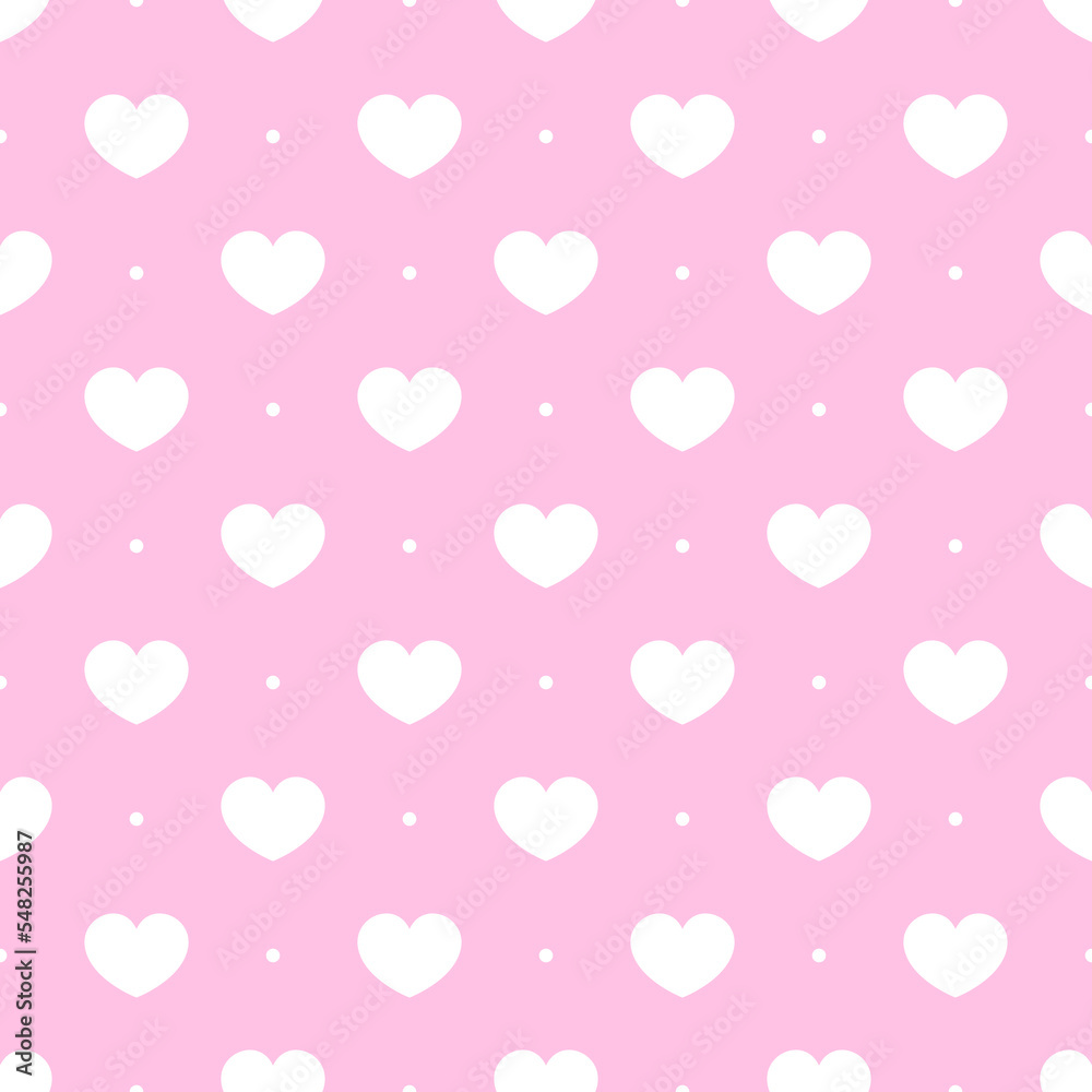 White hearts on pink background. Vector seamless pattern. Best for textile, wallpapers, wrapping paper, package and St. Valentine's Day decoration. White hearts on pink background. Vector seamless pattern. Best for textile, wallpapers, wrapping paper, package and St. Valentine's Day decoration.
