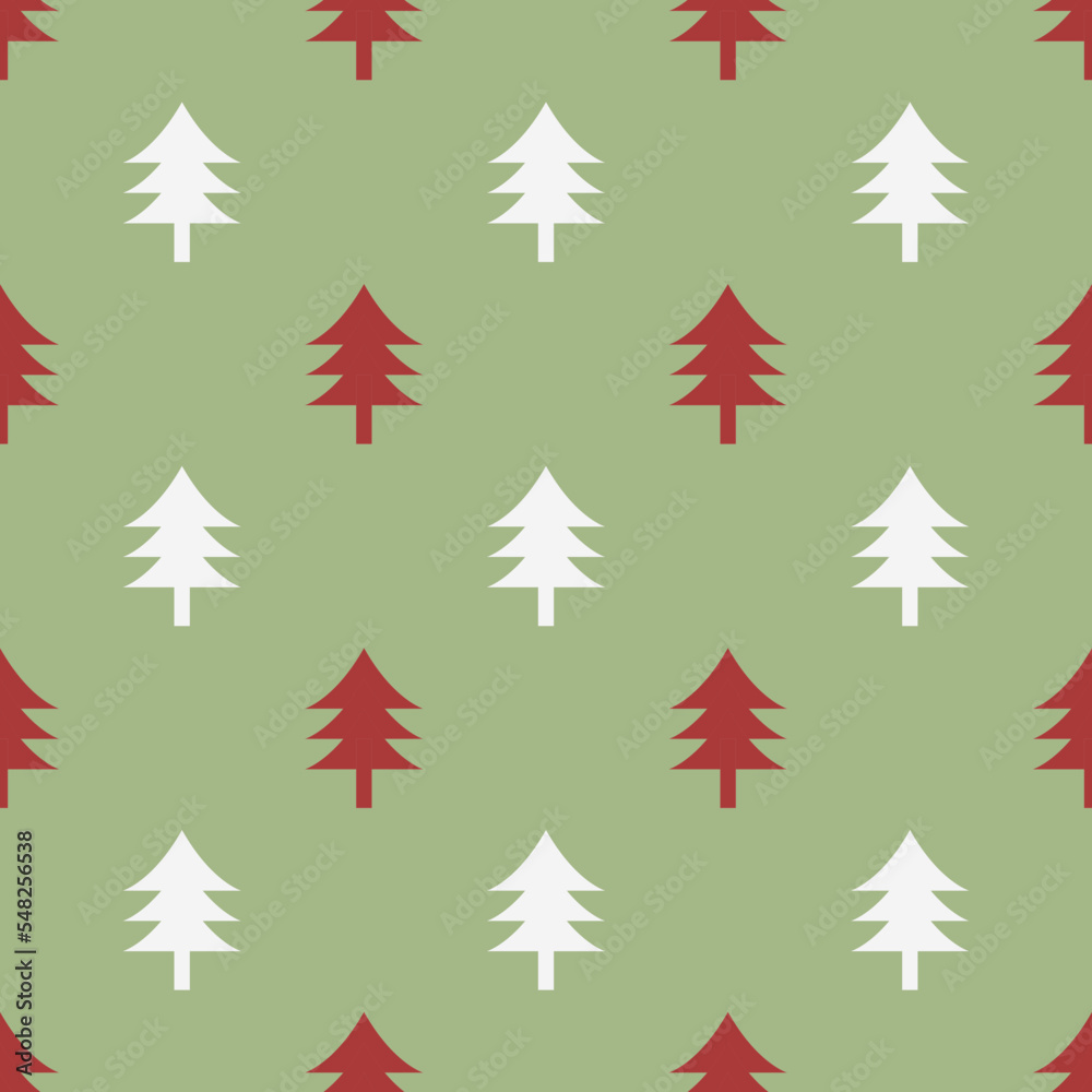 Abstract background of white and red christmas tree in flat design. Vector seamless pattern. ready to use for textile, cloth, wrap and other.
