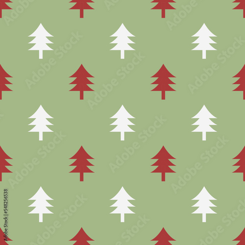 Abstract background of white and red christmas tree in flat design. Vector seamless pattern. ready to use for textile, cloth, wrap and other.