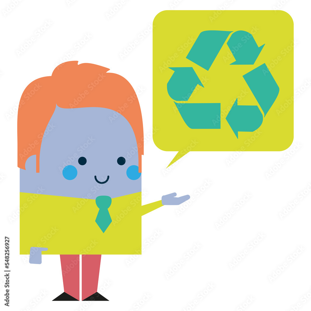 Illustration of a businessman with recycling symbol - business and working design Illustration of a businessman with recycling symbol - business and working design