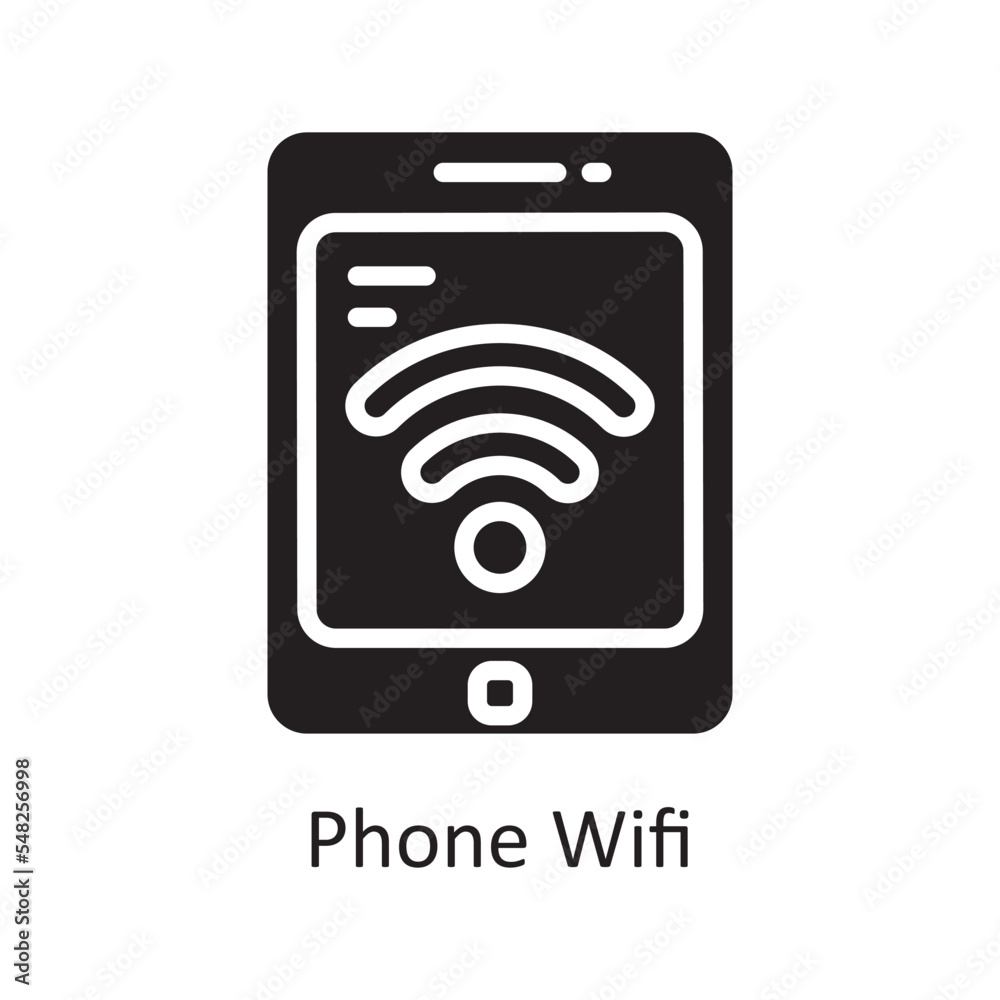 Phone Wifi Vector Solid Icon Design illustration. Housekeeping Symbol on White background EPS 10 File Phone Wifi Vector Solid Icon Design illustration. Housekeeping Symbol on White background EPS 10 File