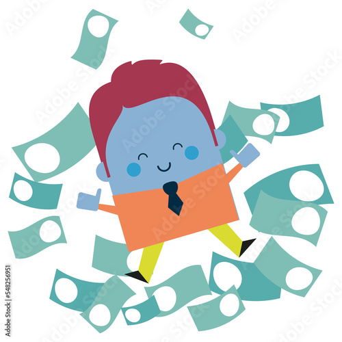 Illustration of a rich businessman with banknotes - business and working design