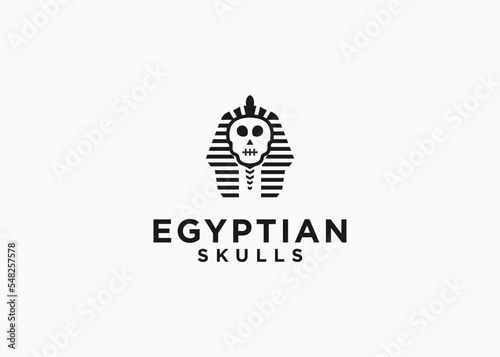 egyptian skull logo design vector illustration template