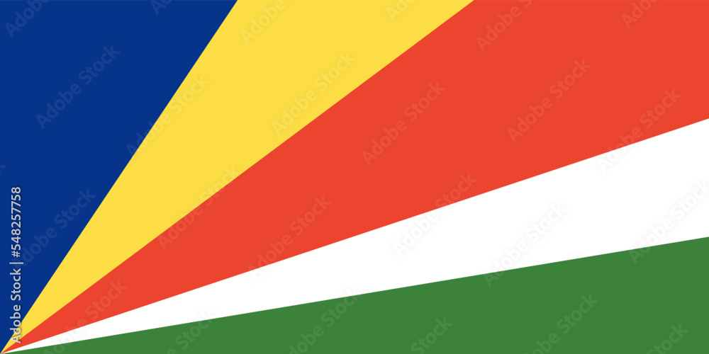 Seychelles flag. Official colors and proportions.