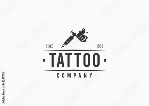 tattoo machine logo design vector illustration template