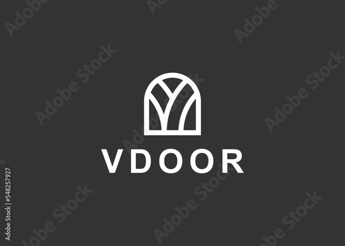 letter v door logo design vector illustration template