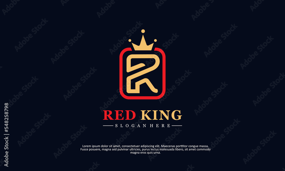 R initial monogram logo with crown, for your business