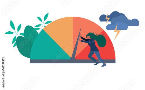 People are on the mood scale, stress rate. Frustration and stress, Emotional overload, burnout, overworking, depression diagnosis Mental disorder. Vector illustration
