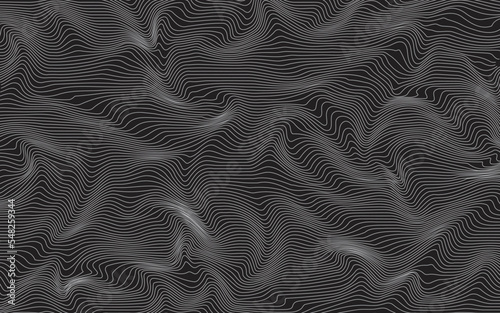 Black background with abstract white lines.