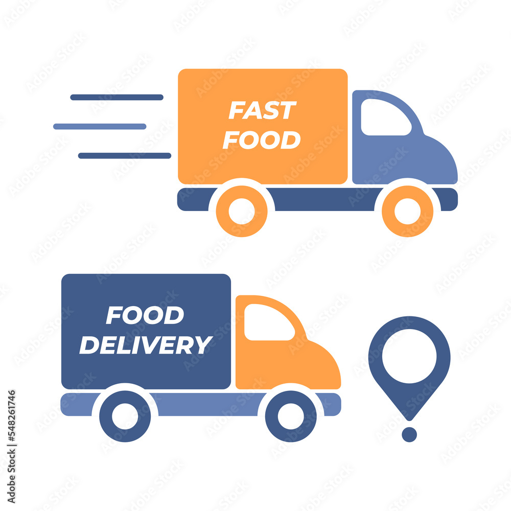 Fast shipping delivery truck icon set. Delivery truck icon. Fast delivery