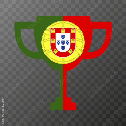 Cup of the winner of the competition in the color of Portugal. Vector illustration.