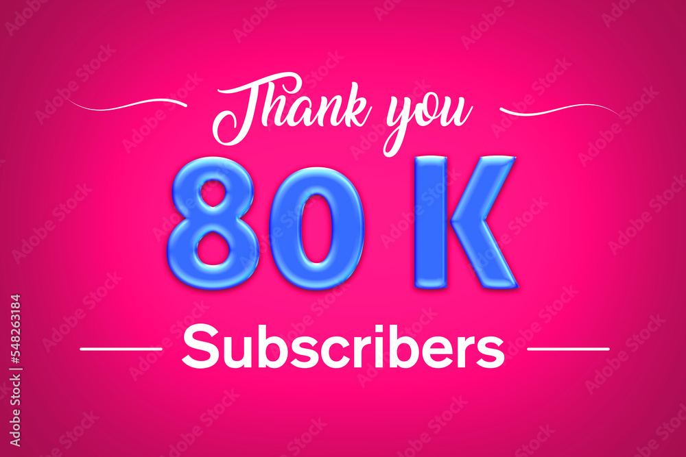 80 K  subscribers celebration greeting banner with Blue glosse Design