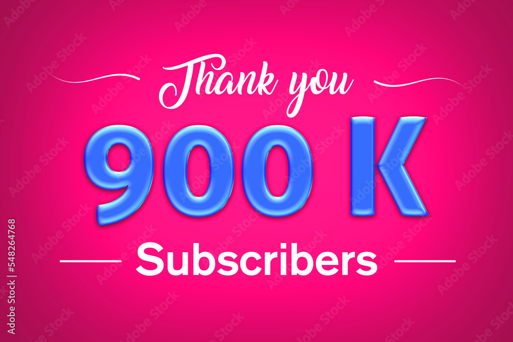 900 K  subscribers celebration greeting banner with Blue glosse Design