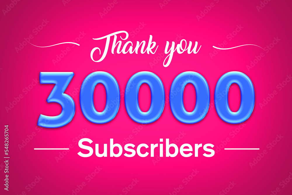 30000 subscribers celebration greeting banner with Blue glosse Design