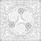 Page Coloriage pour Adultes Livre Design Motif Triskel Noeud Celtique Mandala Vecteur Illustration Blanc et Noir
