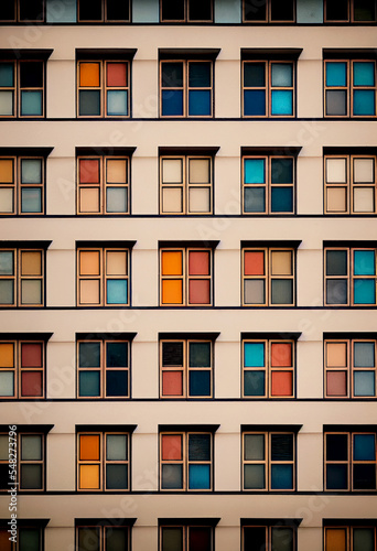 Horizontal shot of colorful vintage apartments 3d illustrated