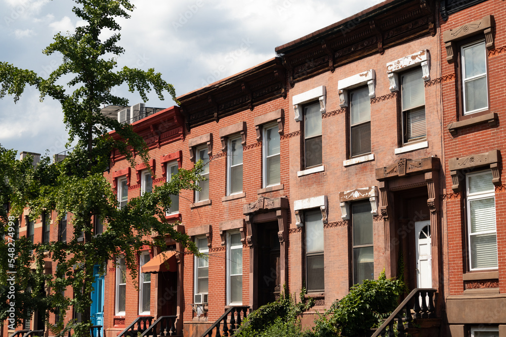 Row of Beautiful and Colorful Old Homes in South Slope Brooklyn of New York City Row of Beautiful and Colorful Old Homes in South Slope Brooklyn of New York City