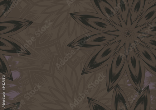 Flowers. Seamless floral background. Dark. Tracery handmade nature ethnic fabric backdrop pattern. Textile design texture. Decorative color art. Vector