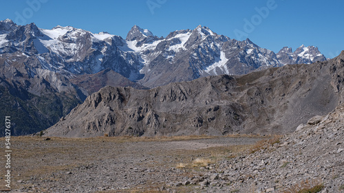 Alpine view as seen from the trail back to Col de Granon from Col de l'Ouli, Hautes-Alpes, France © MoVia1