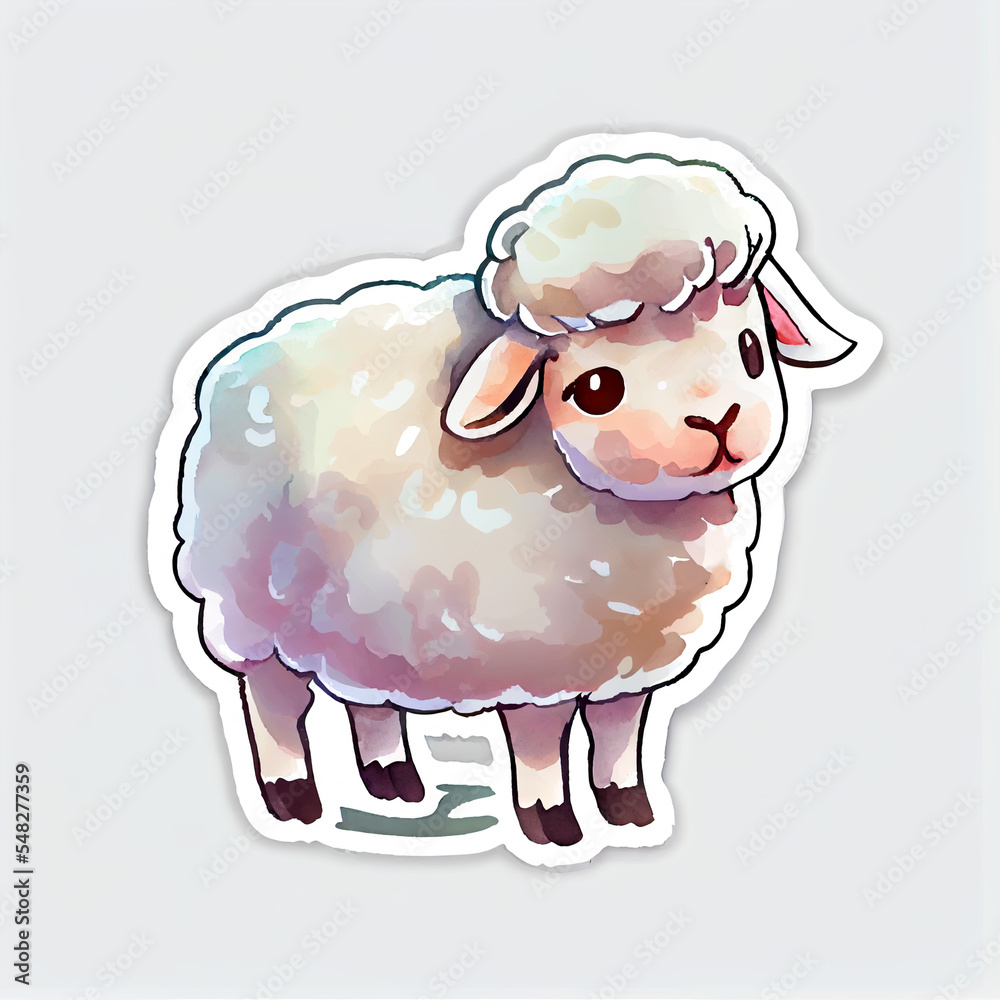 Obraz premium Horizontal shot of a cute sheep logo 3d illustrated