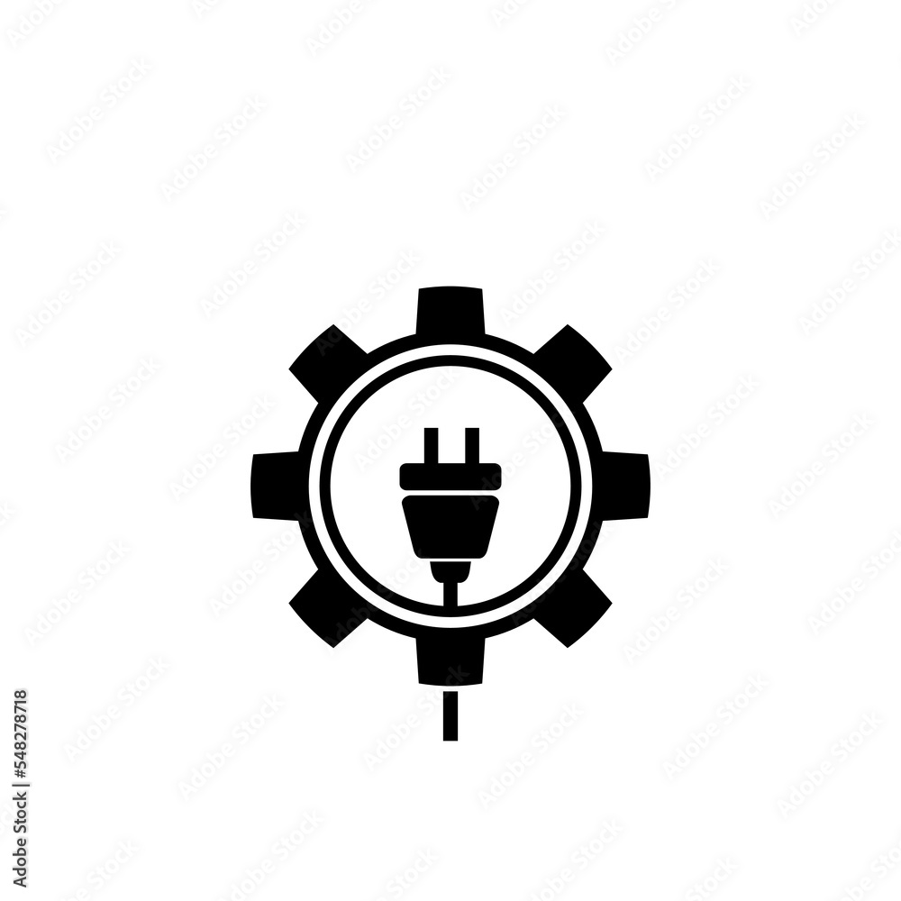 Gear and electric plug icon. Gear and electric plug icon.