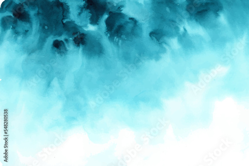 Watercolor torquoise, blue stain, blotch. Abstract artistic background, wallpaper, texture. 