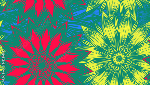 Flowers. Seamless floral background. Tracery handmade nature ethnic fabric backdrop pattern. Textile design texture. Decorative color art. Vector