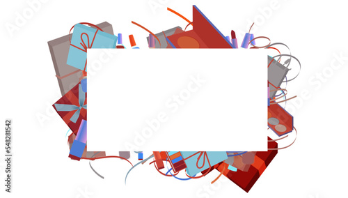 Blank paper, fill yourself invitation card, with border backdrop pattern. Abstract design texture. Theme is about cosmetics, illustration, cosmetology, christmas, celebrate, anniversary
