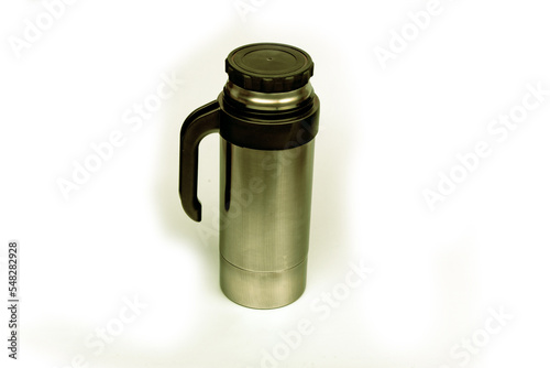 Thermos for storing hot liquid, tea and coffee.travel bottles and containers for drinks. Thermo cup for hot or cold drinks,water.travel bottles and containers for drinks.Isolated white background 
