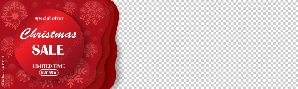 Christmas sale horizontal red banner and space for your image. Template for commerce, promotion and advertisin Christmas sale horizontal red banner and space for your image. Template for commerce, promotion and advertisin