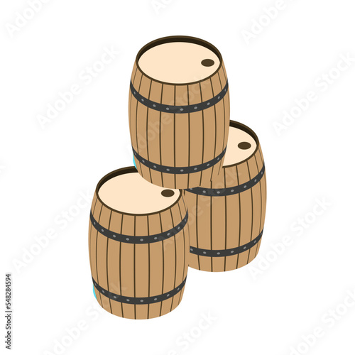 Wooden Barrels Isometric Composition
