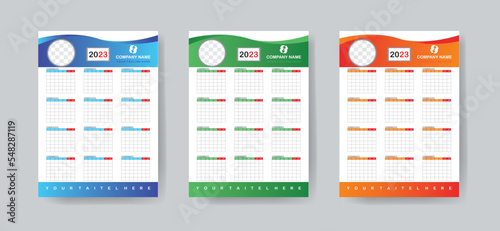 Calendar flyer template design print ready.