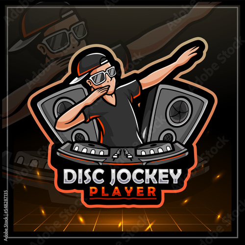 Disc Jockey mascot. e sports logo design