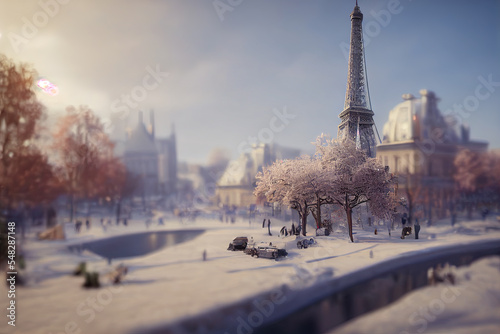 Cityscape of Paris at winter