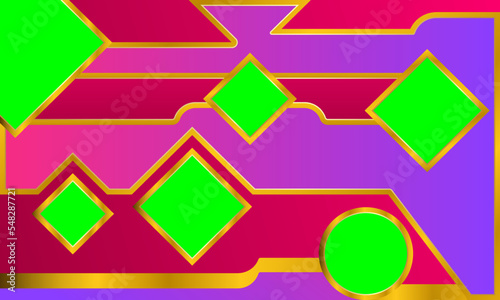 Abstract geometric with green screen Chroma Key for transparency background.