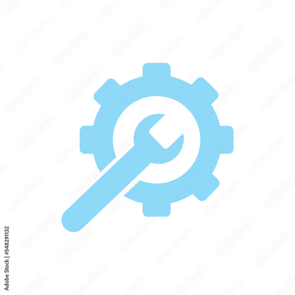wrench and gear, setting icon symbol wrench and gear, setting icon symbol