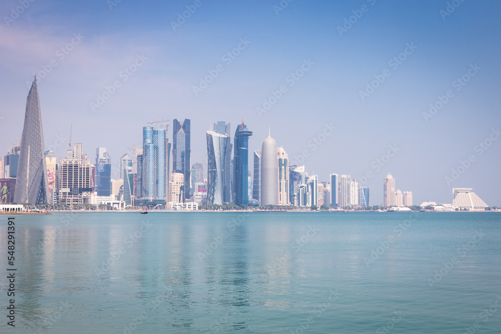Corniche skyline in Doha, Qatar.