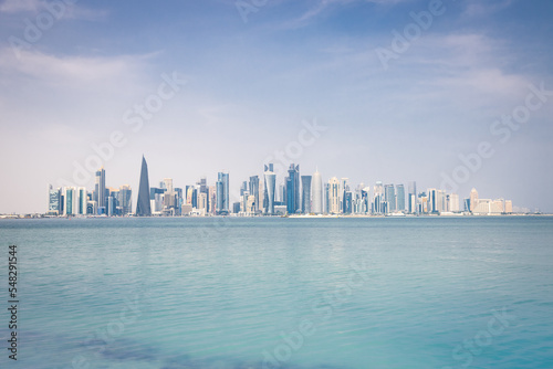 View of the Doha city skyline, Qatar.