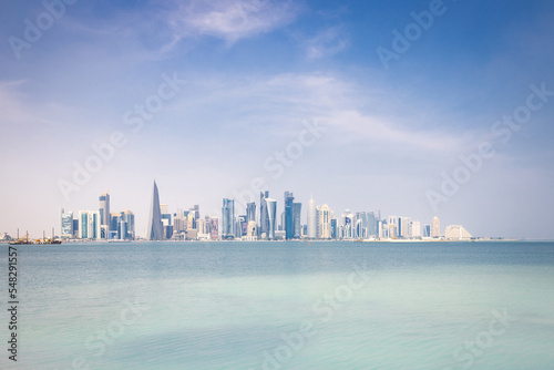 Skyline of the Corniche Promenade  Doha  Qatar.