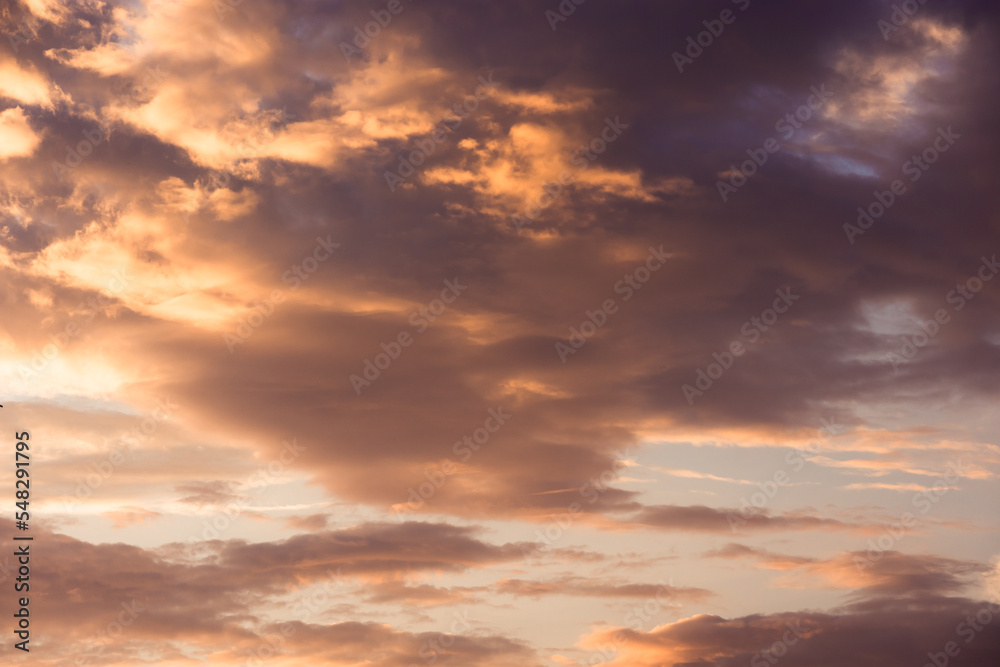 Fantastic dramatic sky with colorful clouds in the morning or evening