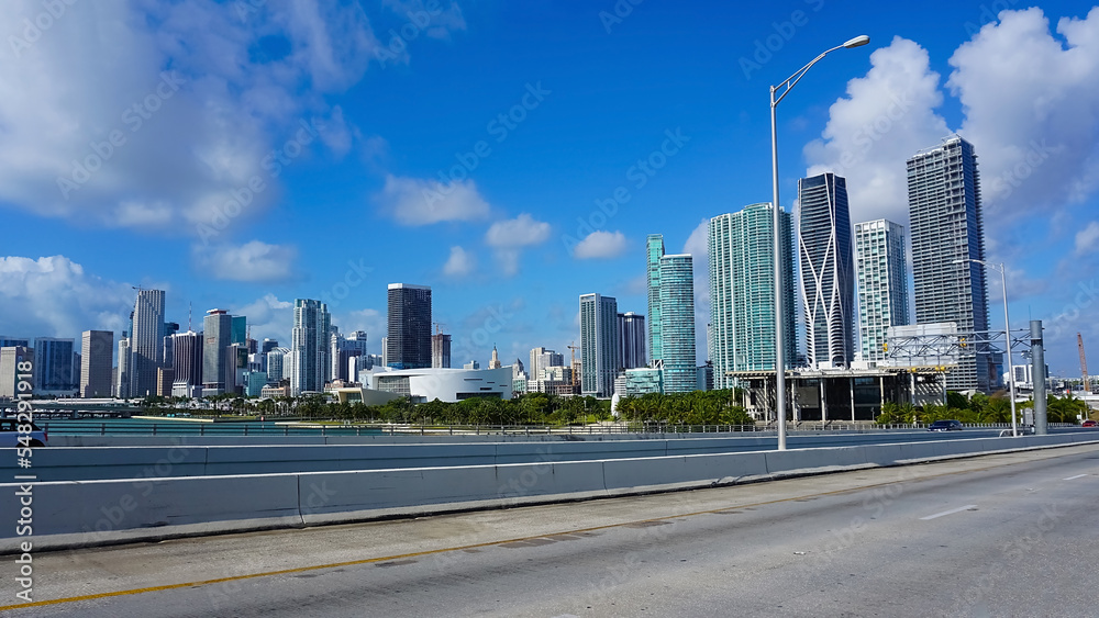 Downtown Miami cityscape view with condos and office buildings. Downtown Miami cityscape view with condos and office buildings.