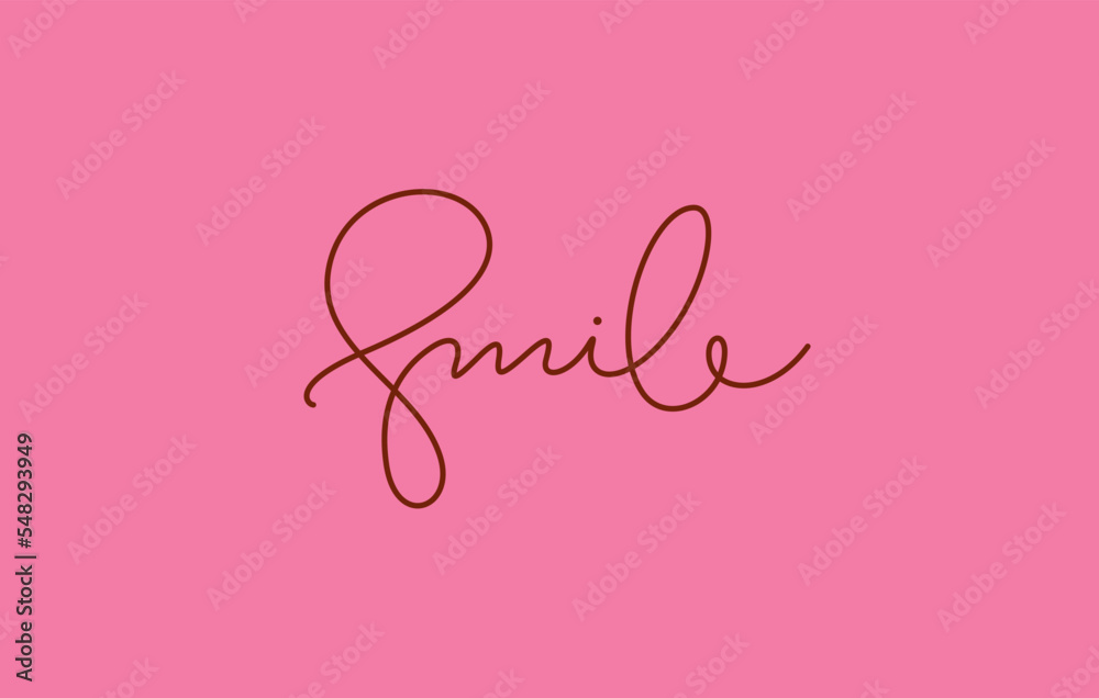 smile word lettering design in continuous line drawing