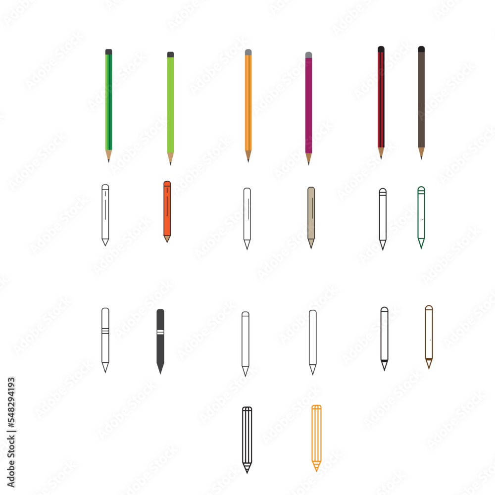 simple set of pencil icons vector.