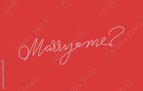 marry me word lettering design in continuous line drawing