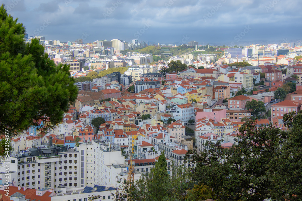 View of the city of Lisbon in Portugal and its architecture from the St-Georges Castle