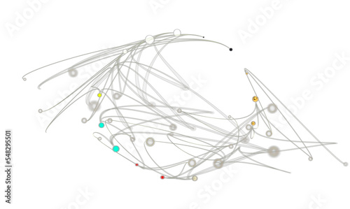 Big data visualization. Network connection structure with chaotic distribution of points and lines. 3D rendering. © vegefox.com