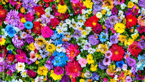 カラフルな花の背景　テクスチャ　素材