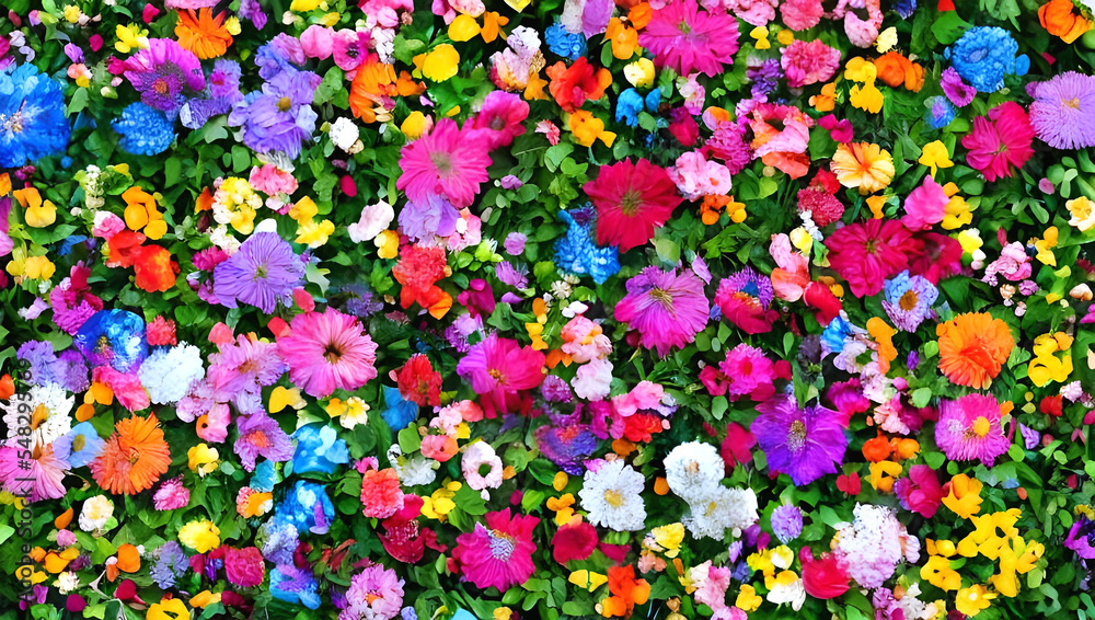 カラフルな花の背景　テクスチャ　素材